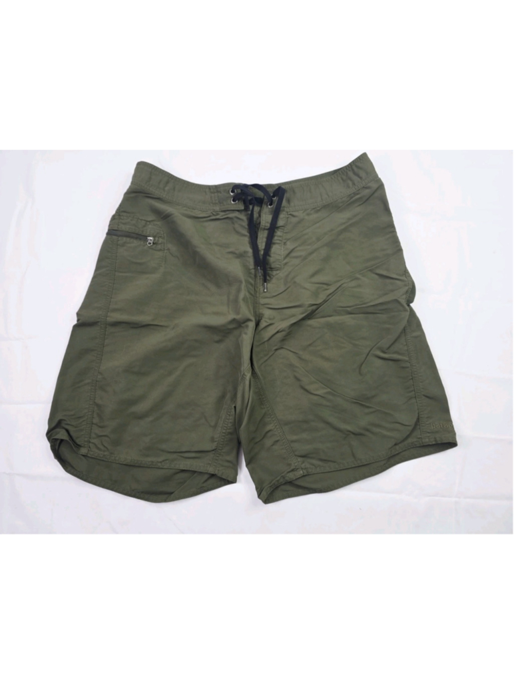 Patagonia Men's Swim Board Shorts Olive Green Inseam 10" Zipper Pocket Size 34